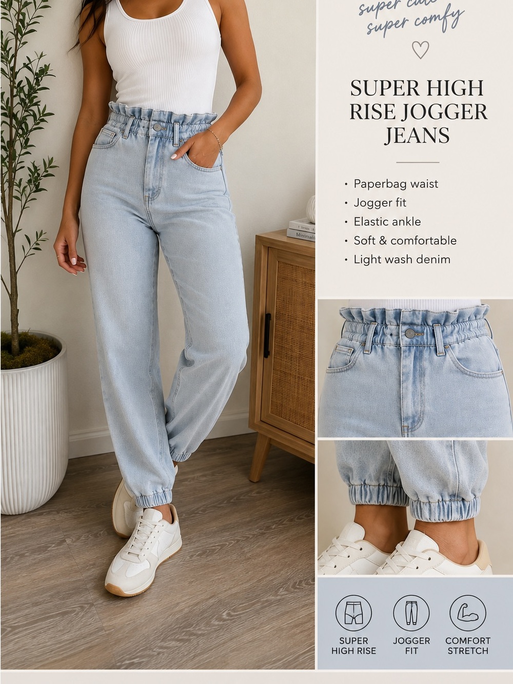 Express Light Wash Paperbag High-Rise Jogger Jeans